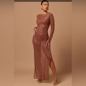 Sana Embellished Maxi Dress - Cognac